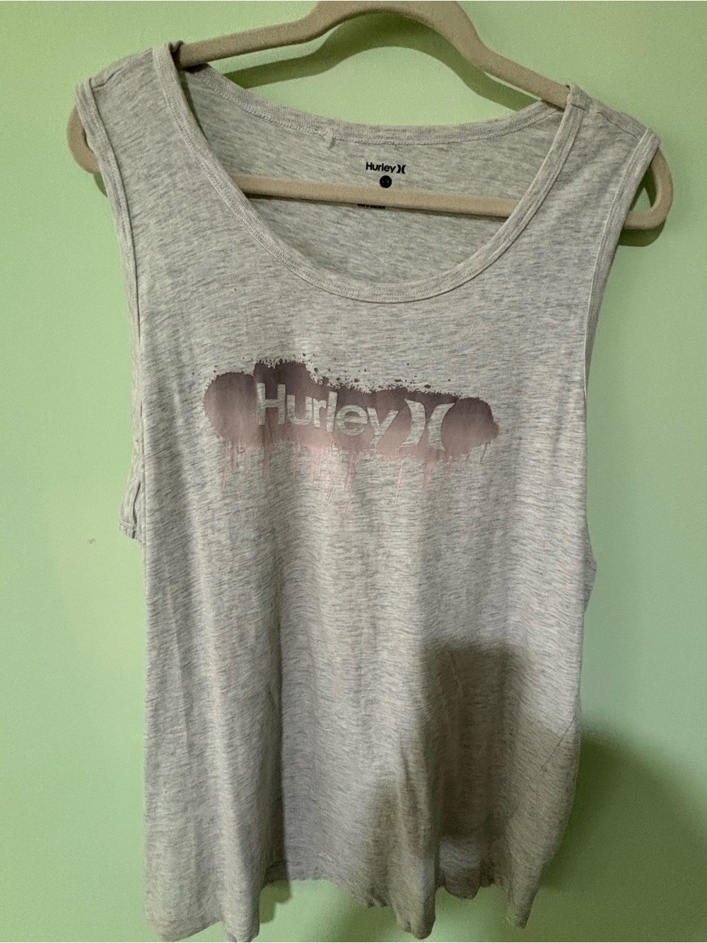 Hurley Light Gray Tank with Faded Pink Logo